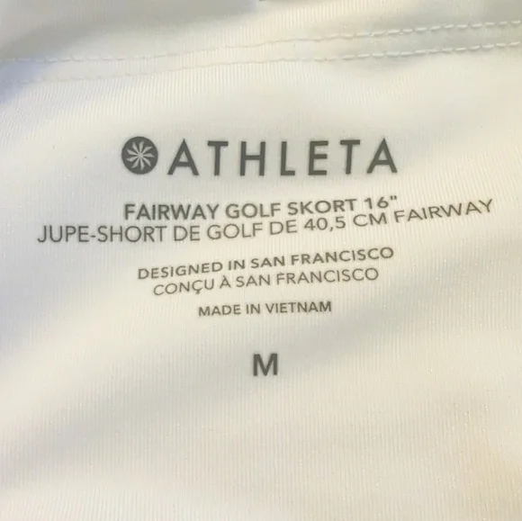 Athleta Fairway High Waist Golf Tennis Skort 16" UPF 50+ Medium White 657539 EUC - Picture 8 of 9